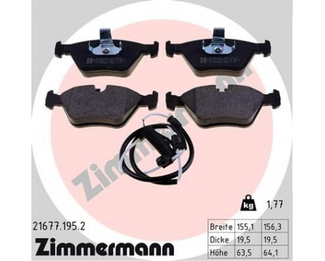 Brake Pad Set, disc brake 21677.195.2 Zimmermann