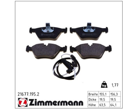 Brake Pad Set, disc brake 21677.195.2 Zimmermann, Image 2