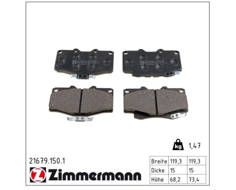 Brake Pad Set, disc brake 21679.150.1 Zimmermann, Image 2