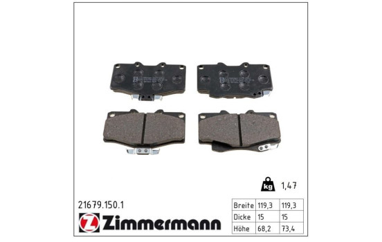 Brake Pad Set, disc brake 21679.150.1 Zimmermann, Image 2