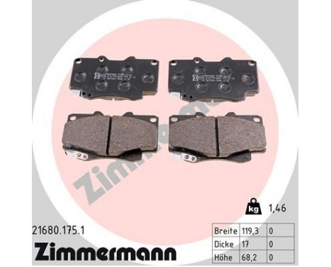 Brake Pad Set, disc brake 21680.175.1 Zimmermann