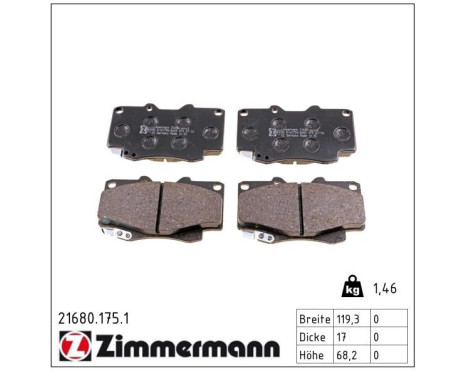 Brake Pad Set, disc brake 21680.175.1 Zimmermann, Image 2