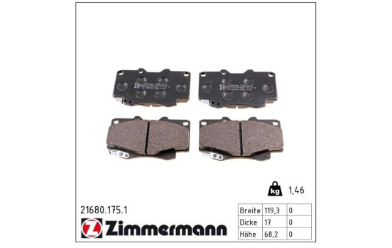 Brake Pad Set, disc brake 21680.175.1 Zimmermann, Image 2