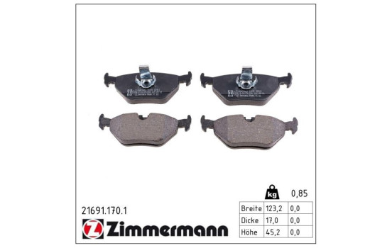 Brake Pad Set, disc brake 21691.170.1 Zimmermann, Image 2