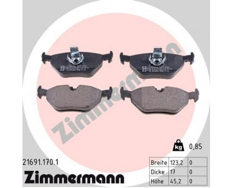 Brake Pad Set, disc brake 21691.170.1 Zimmermann