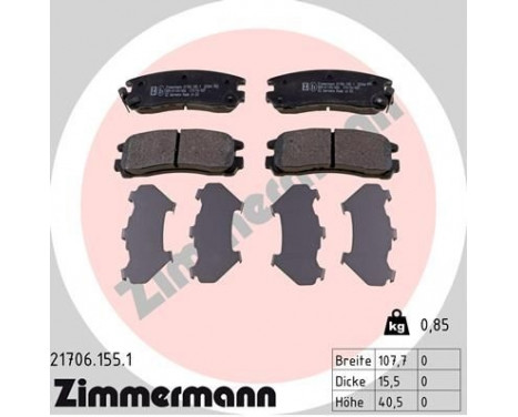 Brake Pad Set, disc brake 21706.155.1 Zimmermann