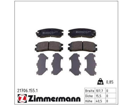 Brake Pad Set, disc brake 21706.155.1 Zimmermann, Image 2