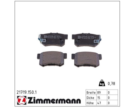 Brake Pad Set, disc brake 21719.150.1 Zimmermann, Image 2
