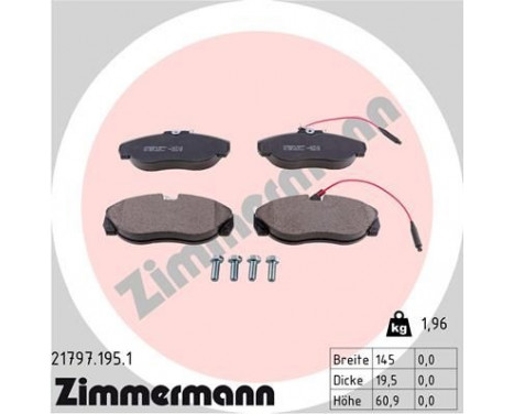 Brake Pad Set, disc brake 21797.195.1 Zimmermann, Image 2