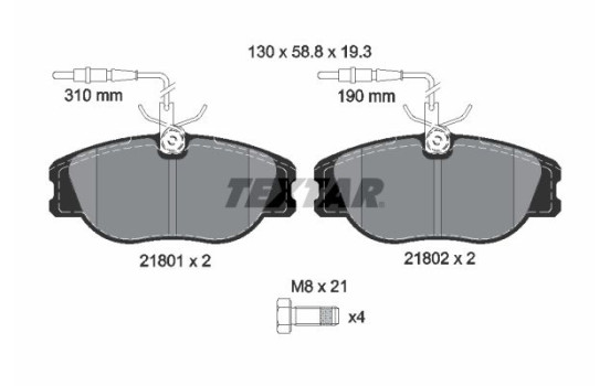 Brake Pad Set, disc brake 2180101 Textar, Image 2