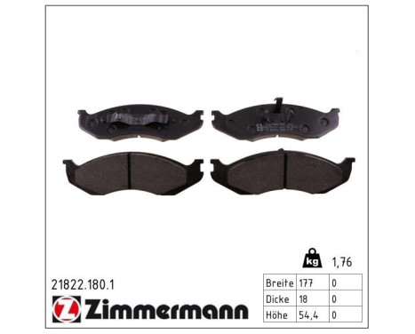 Brake Pad Set, disc brake 21822.180.1 Zimmermann, Image 2