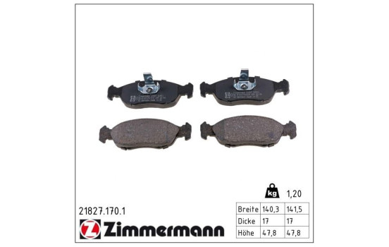 Brake Pad Set, disc brake 21827.170.1 Zimmermann, Image 2