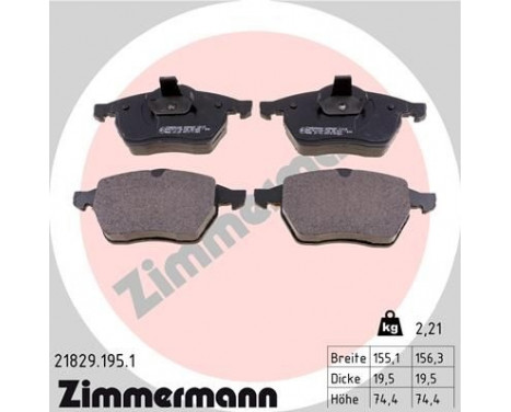 Brake Pad Set, disc brake 21829.195.1 Zimmermann