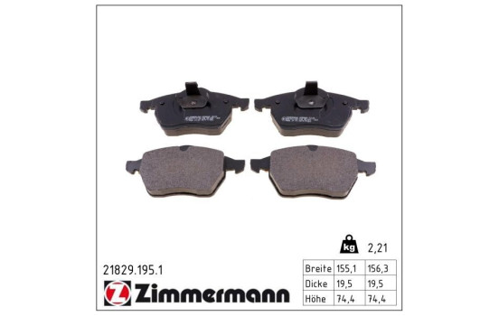 Brake Pad Set, disc brake 21829.195.1 Zimmermann, Image 2