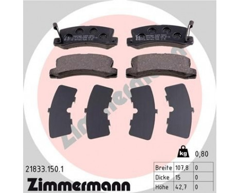 Brake Pad Set, disc brake 21833.150.1 Zimmermann