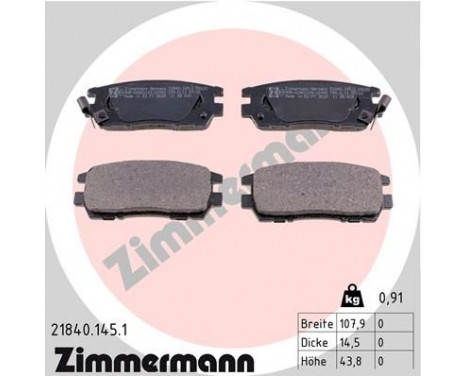 Brake Pad Set, disc brake 21840.145.1 Zimmermann