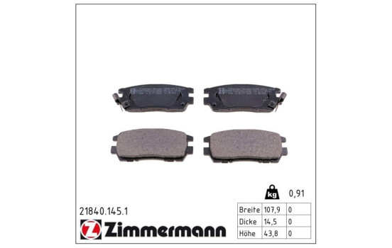 Brake Pad Set, disc brake 21840.145.1 Zimmermann, Image 2