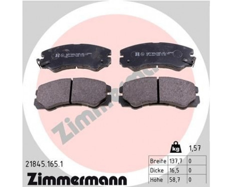 Brake Pad Set, disc brake 21845.165.1 Zimmermann
