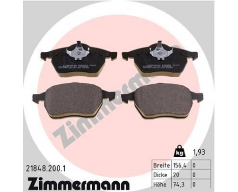 Brake Pad Set, disc brake 21848.200.1 Zimmermann