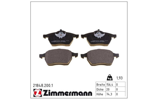 Brake Pad Set, disc brake 21848.200.1 Zimmermann, Image 2