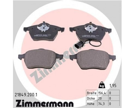 Brake Pad Set, disc brake 21849.200.1 Zimmermann