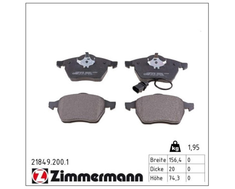 Brake Pad Set, disc brake 21849.200.1 Zimmermann, Image 2