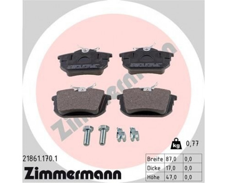 Brake Pad Set, disc brake 21861.170.1 Zimmermann, Image 2