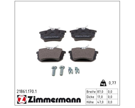 Brake Pad Set, disc brake 21861.170.1 Zimmermann, Image 2