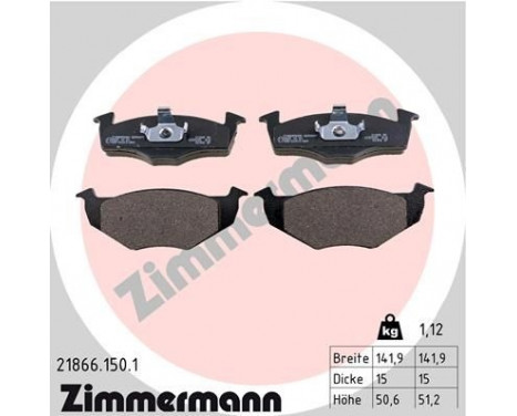 Brake Pad Set, disc brake 21866.150.1 Zimmermann