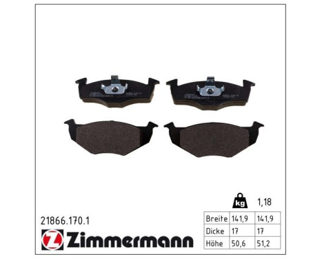 Brake Pad Set, disc brake 21866.170.1 Zimmermann, Image 2