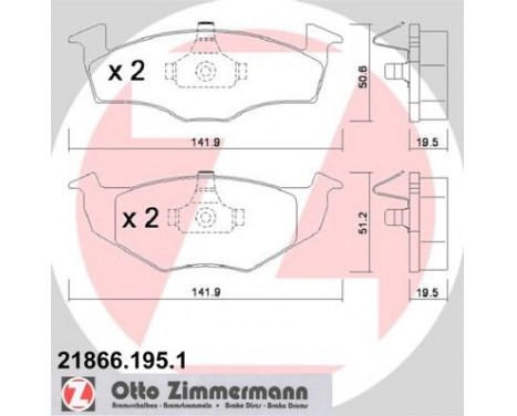 Brake Pad Set, disc brake 21866.195.1 Zimmermann