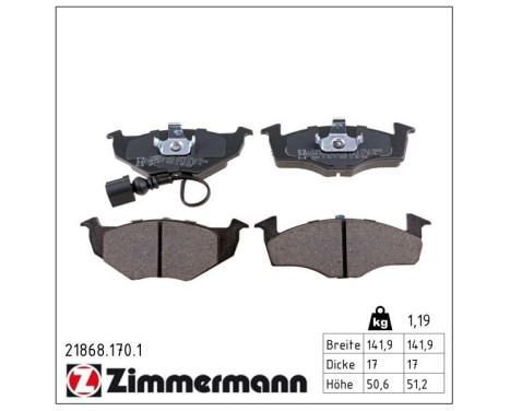 Brake Pad Set, disc brake 21868.170.1 Zimmermann, Image 2