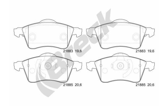 Brake pad set, disc brake 21883 00 701 00 Breck