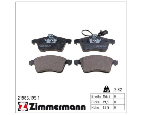 Brake Pad Set, disc brake 21885.195.1 Zimmermann, Image 2
