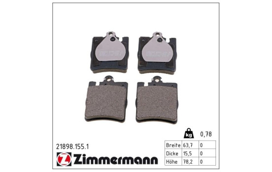 Brake Pad Set, disc brake 21898.155.1 Zimmermann, Image 2