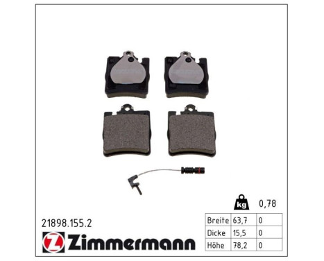 Brake Pad Set, disc brake 21898.155.2 Zimmermann, Image 2