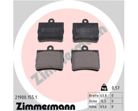 Brake Pad Set, disc brake 21900.155.1 Zimmermann