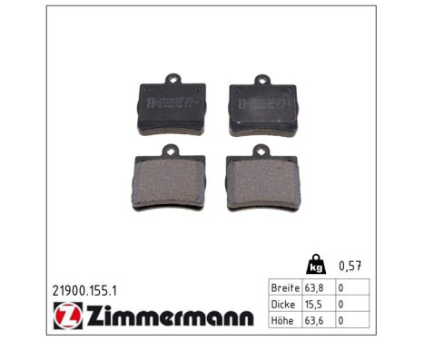 Brake Pad Set, disc brake 21900.155.1 Zimmermann, Image 2