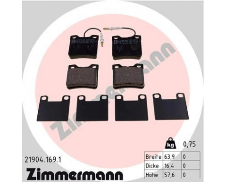 Brake Pad Set, disc brake 21904.169.1 Zimmermann