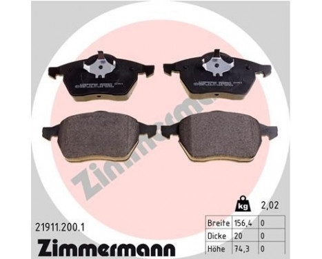 Brake Pad Set, disc brake 21911.200.1 Zimmermann, Image 2