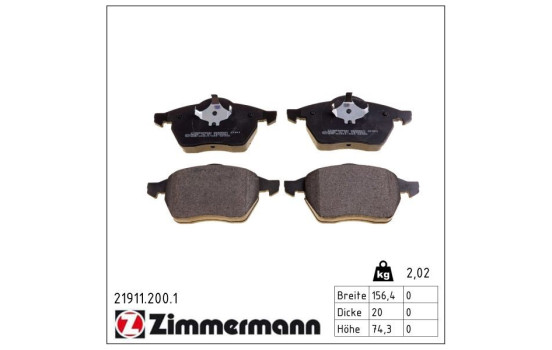 Brake Pad Set, disc brake 21911.200.1 Zimmermann, Image 2