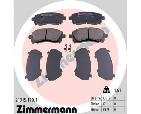 Brake Pad Set, disc brake 21915.170.1 Zimmermann