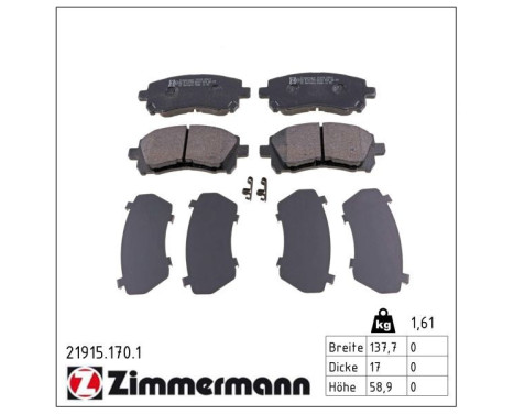 Brake Pad Set, disc brake 21915.170.1 Zimmermann, Image 2