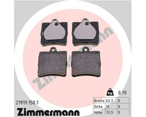 Brake Pad Set, disc brake 21919.150.1 Zimmermann, Image 2