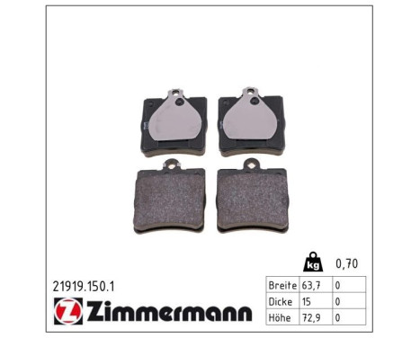 Brake Pad Set, disc brake 21919.150.1 Zimmermann, Image 2