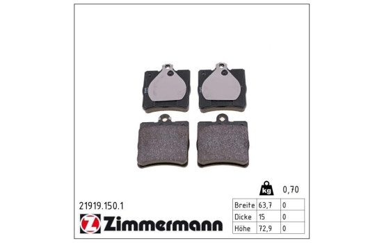 Brake Pad Set, disc brake 21919.150.1 Zimmermann, Image 2