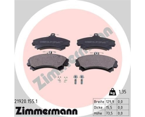 Brake Pad Set, disc brake 21920.155.1 Zimmermann, Image 2