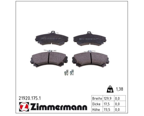 Brake Pad Set, disc brake 21920.175.1 Zimmermann, Image 2