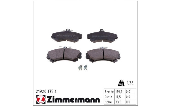 Brake Pad Set, disc brake 21920.175.1 Zimmermann, Image 2