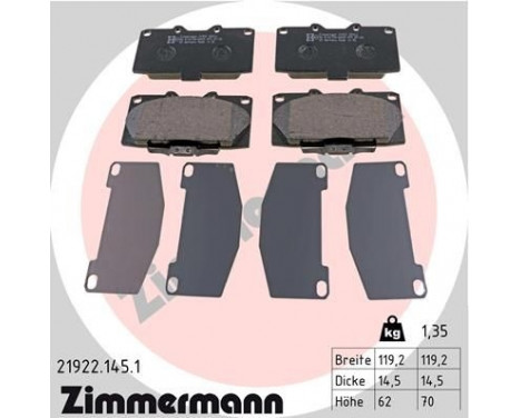 Brake Pad Set, disc brake 21922.145.1 Zimmermann